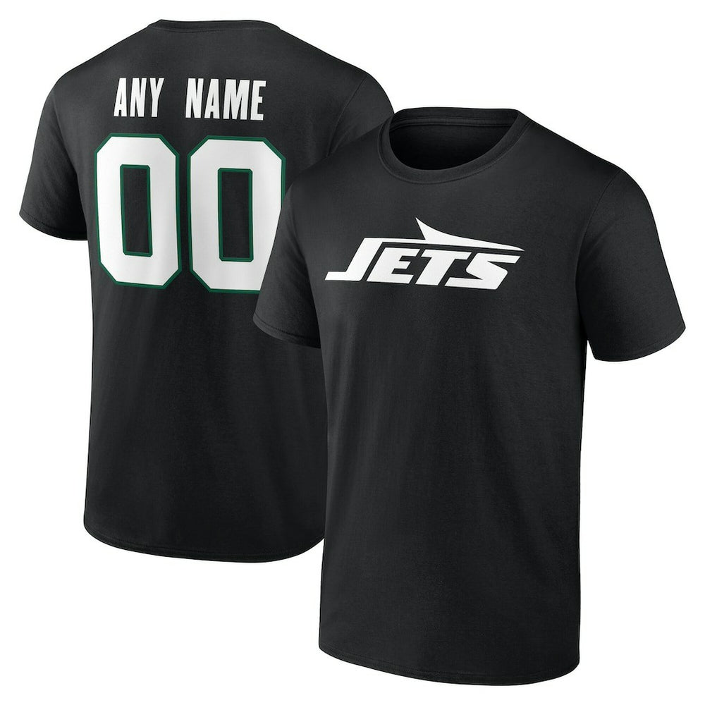 New York Jets Team Authentic Personalized Name & Number T-Shirt Black