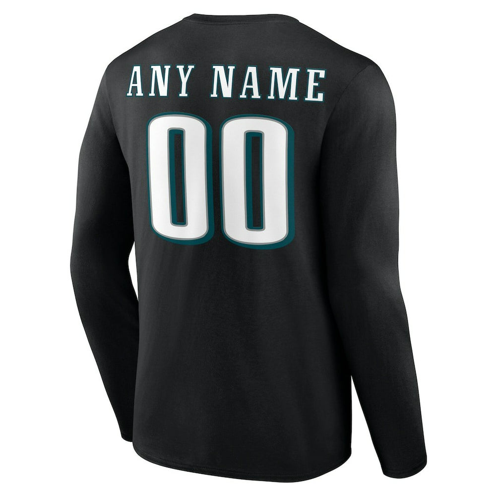 Philadelphia Eagles Team Authentic Personalized Name & Number Long Sleeve T-Shirt Black