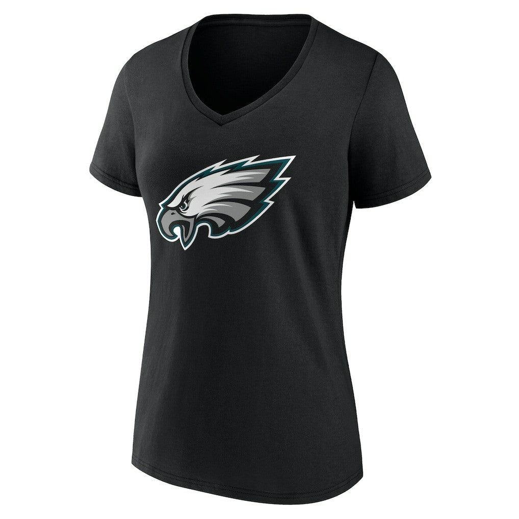 Philadelphia Eagles Women's Team Authentic Personalized Name & Number V-Neck T-Shirt Black