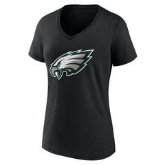 Philadelphia Eagles Women's Team Authentic Personalized Name & Number V-Neck T-Shirt Black