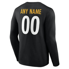 Pittsburgh Steelers Team Authentic Personalized Name & Number Long Sleeve T-Shirt Black