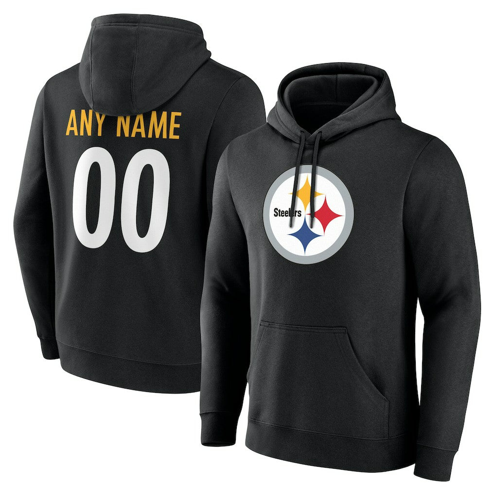 Pittsburgh Steelers Team Authentic Personalized Name & Number Hoodie Black