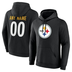 Pittsburgh Steelers Team Authentic Personalized Name & Number Hoodie Black