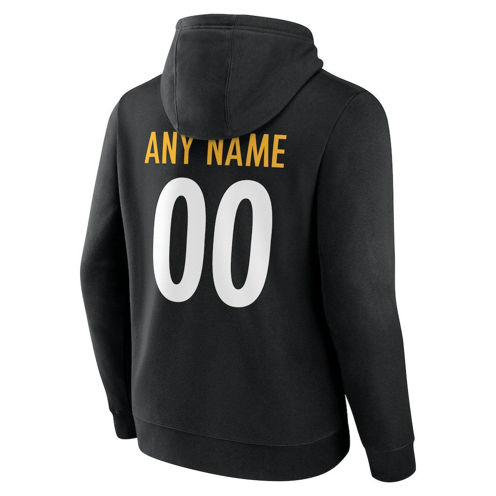Pittsburgh Steelers Team Authentic Personalized Name & Number Hoodie Black