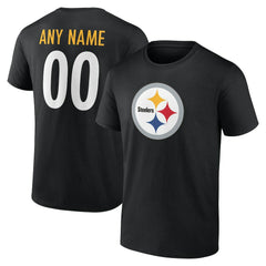 Pittsburgh Steelers Team Authentic Personalized Name & Number T-Shirt Black