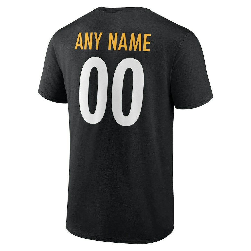 Pittsburgh Steelers Team Authentic Personalized Name & Number T-Shirt Black