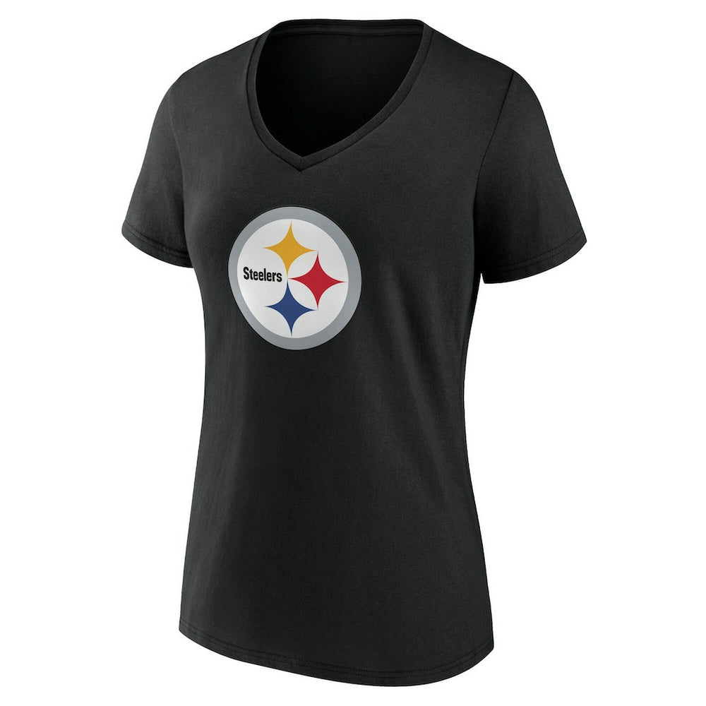 Pittsburgh Steelers Women's Team Authentic Personalized Name & Number V-Neck T-Shirt Black