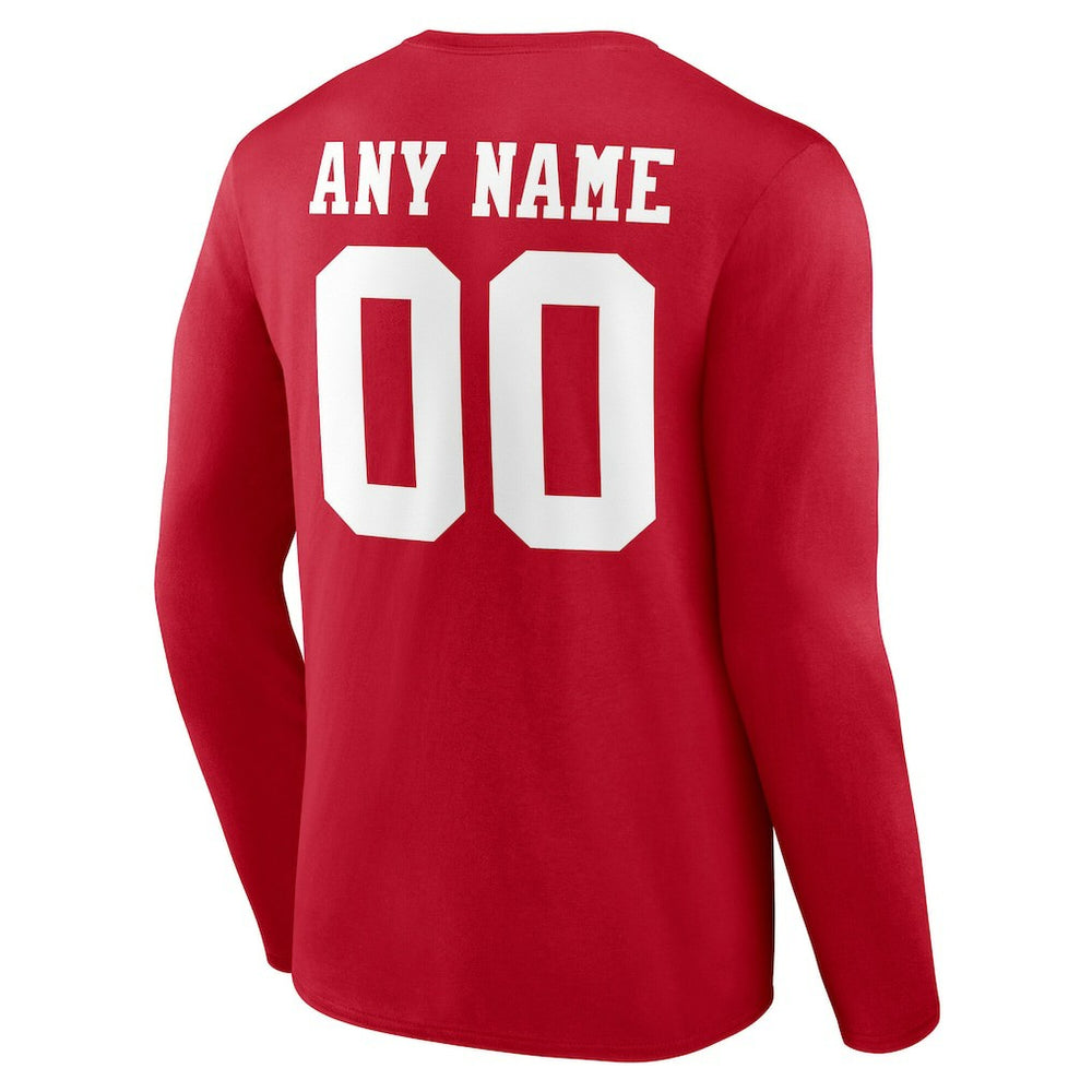 San Francisco 49ers Team Authentic Personalized Name & Number Long Sleeve T-Shirt Scarlet