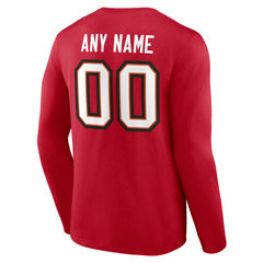 Tampa Bay Buccaneers Team Authentic Personalized Name & Number Long Sleeve T-Shirt Red