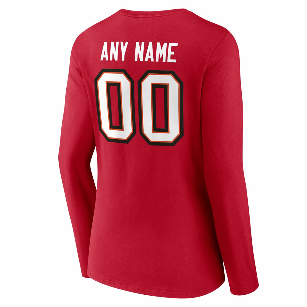Tampa Bay Buccaneers Women's Team Authentic Personalized Name & Number Long Sleeve V-Neck T-Shirt Red