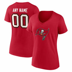 Tampa Bay Buccaneers Women's Team Authentic Personalized Name & Number V-Neck T-Shirt Red