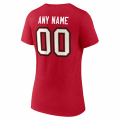 Tampa Bay Buccaneers Women's Team Authentic Personalized Name & Number V-Neck T-Shirt Red