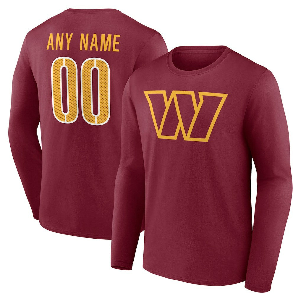 Washington Commanders Team Authentic Personalized Name & Number Long Sleeve T-Shirt Burgundy