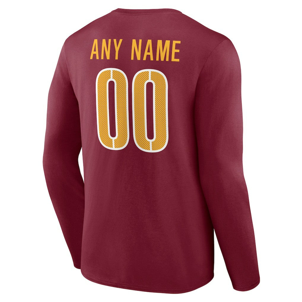 Washington Commanders Team Authentic Personalized Name & Number Long Sleeve T-Shirt Burgundy