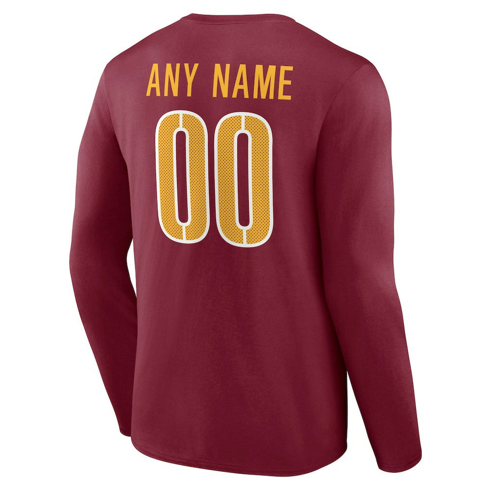 Washington Commanders Team Authentic Personalized Name & Number Long Sleeve T-Shirt Burgundy