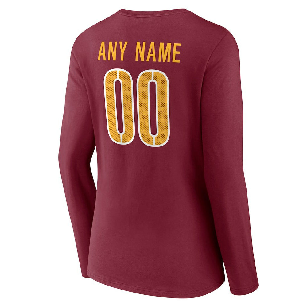Washington Commanders Women's Team Authentic Personalized Name & Number Long Sleeve V-Neck T-Shirt Burgundy