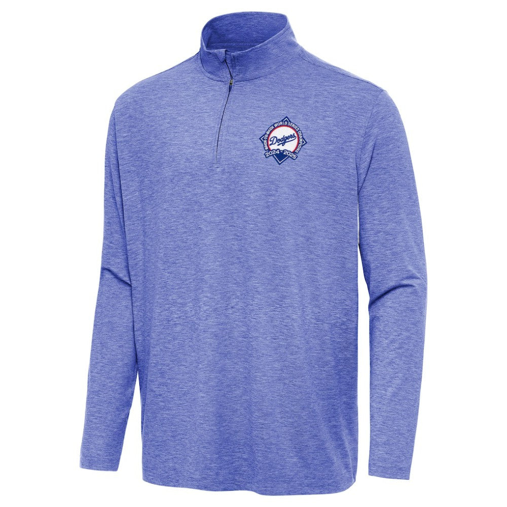 Los Angeles Dodgers Antigua Back-to-Back World Series Champions Hunk Quarter-Zip Pullover - Heather Royal Pullover