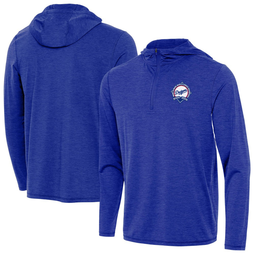 Los Angeles Dodgers Antigua Back-to-Back World Series Champions Tidy Quarter-Zip Hoodie - Heather Royal Hoodies