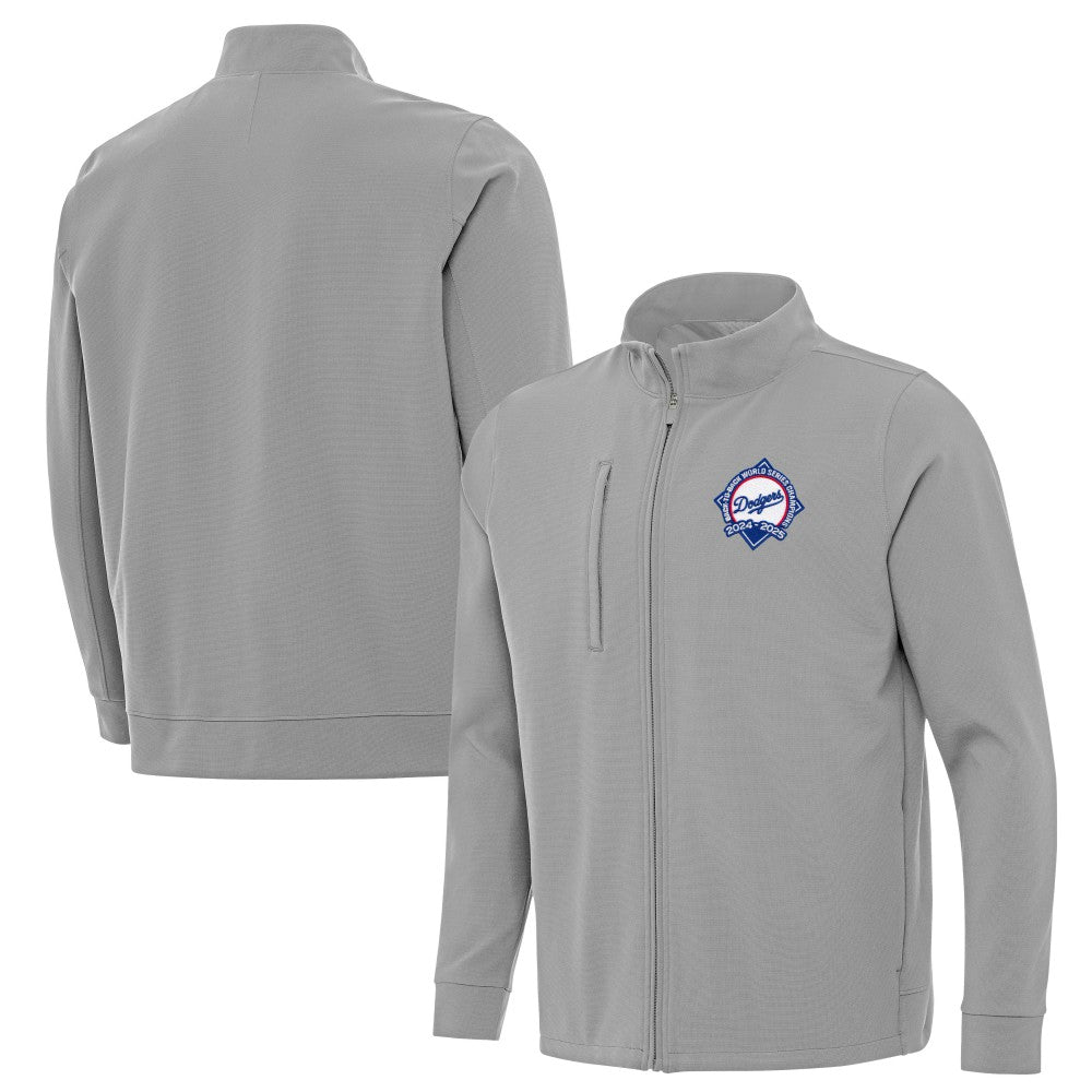 Los Angeles Dodgers Antigua Back-to-Back World Series Champions Regard Full-Zip Jacket - Gray Jackets