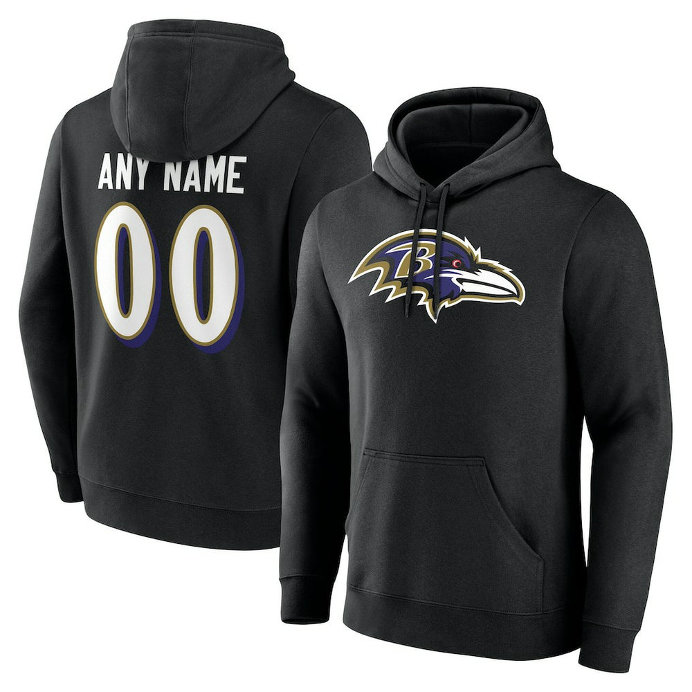 Baltimore Ravens Big & Tall Team Authentic Custom Hoodie Black