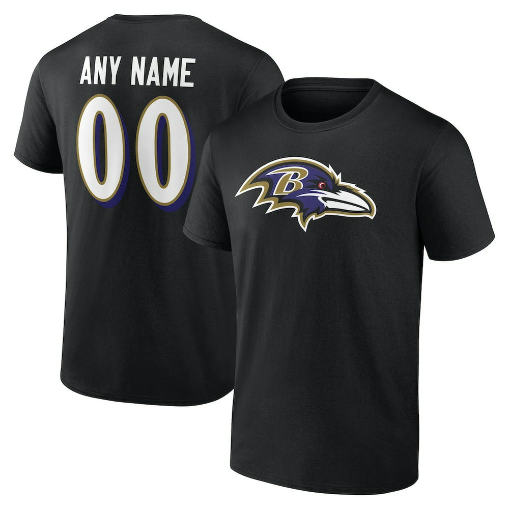 Baltimore Ravens Big & Tall Team Authentic Custom T-Shirt Black