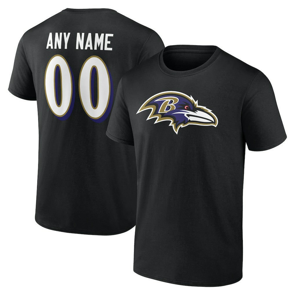 Baltimore Ravens Big & Tall Team Authentic Custom T-Shirt Black