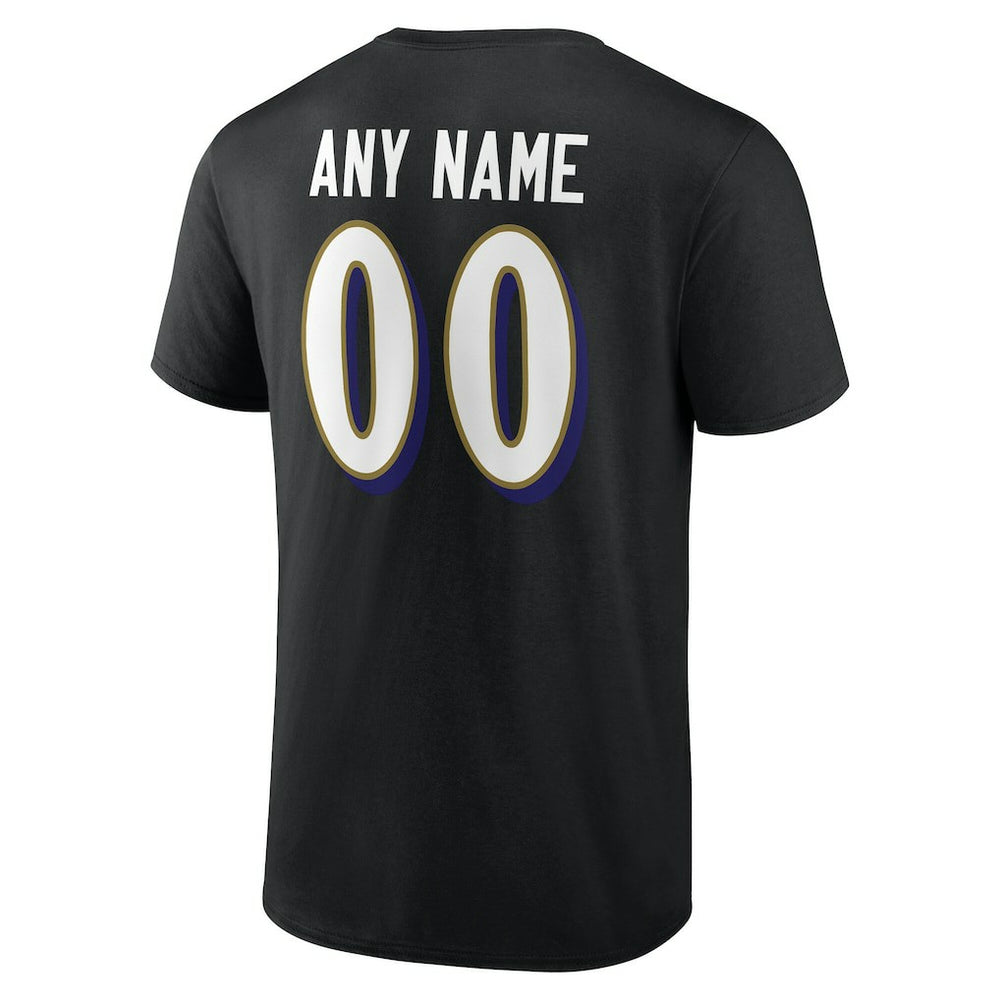 Baltimore Ravens Big & Tall Team Authentic Custom T-Shirt Black