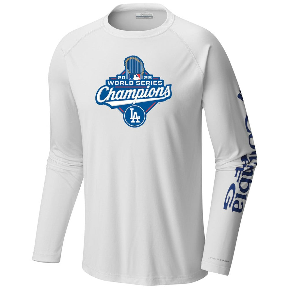 Los Angeles Dodgers Columbia 2025 World Series Champions Terminal Tackle Long Sleeve T-Shirt - White T-shirts