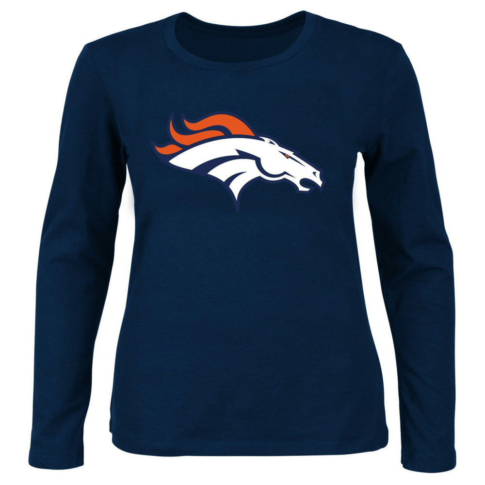 Denver Broncos Women's Plus Size Scoop Neck Long Sleeve T-Shirt Navy