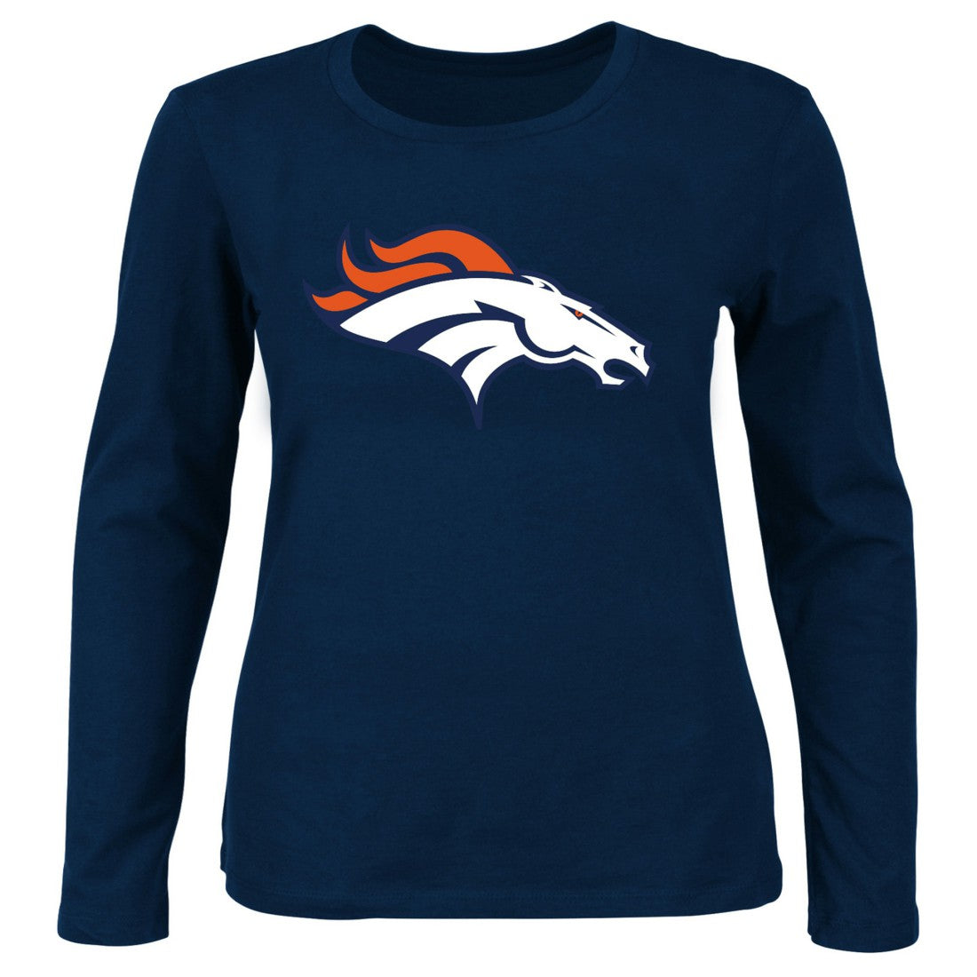 Denver Broncos Women's Plus Size Scoop Neck Long Sleeve T-Shirt Navy