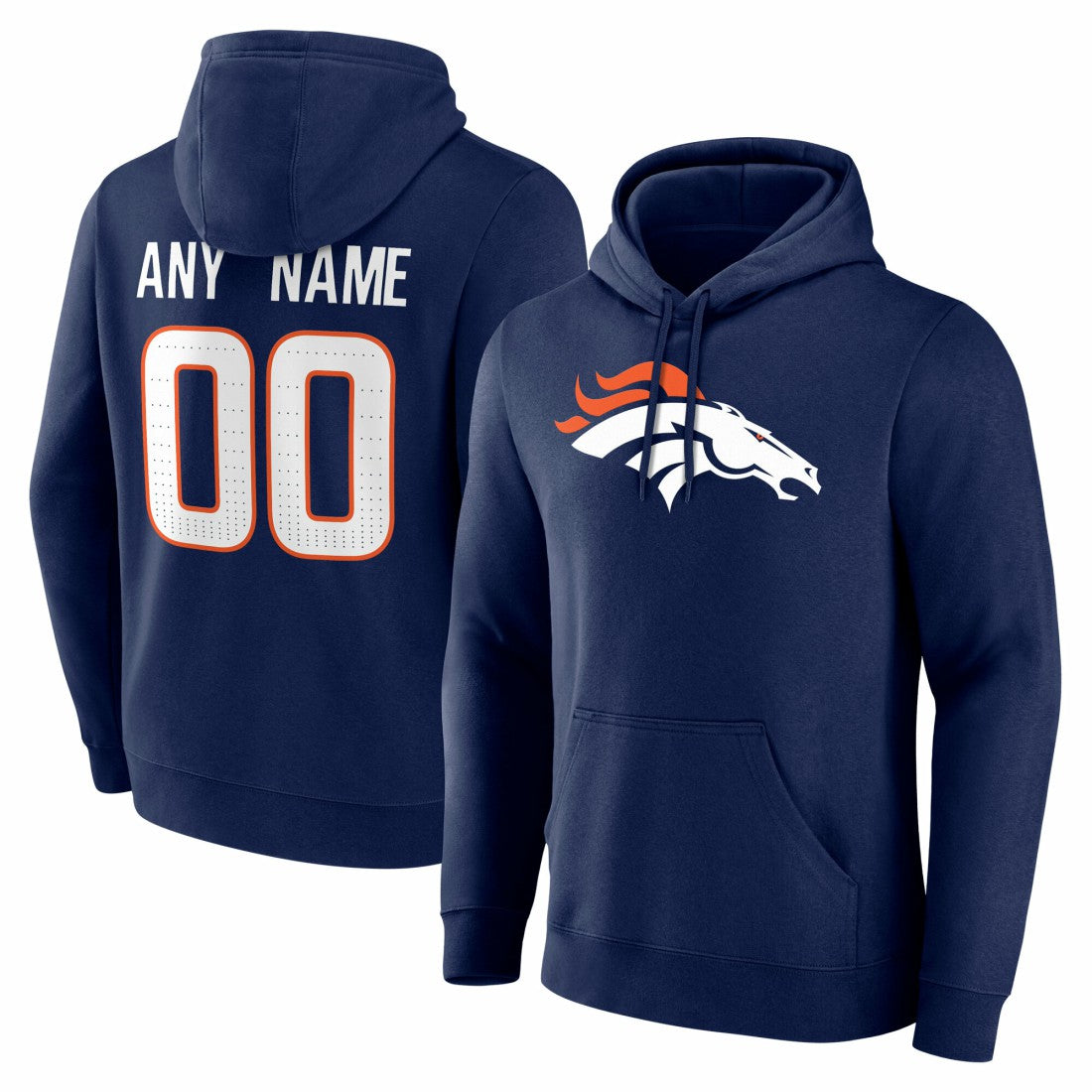 Denver Broncos Big & Tall Team Authentic Custom Hoodie Navy