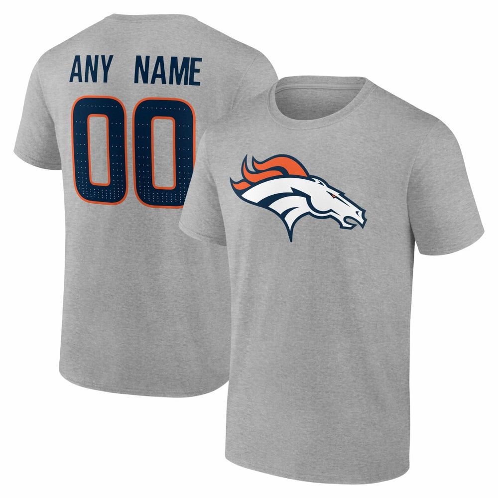Denver Broncos Big & Tall Team Authentic Custom T-Shirt Gray