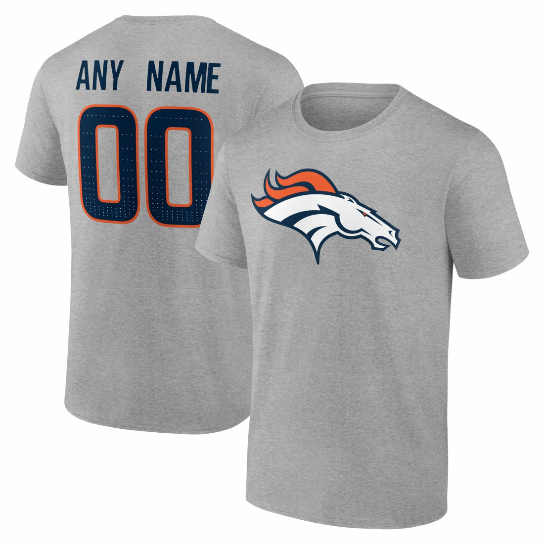 Denver Broncos Big & Tall Team Authentic Custom T-Shirt Gray
