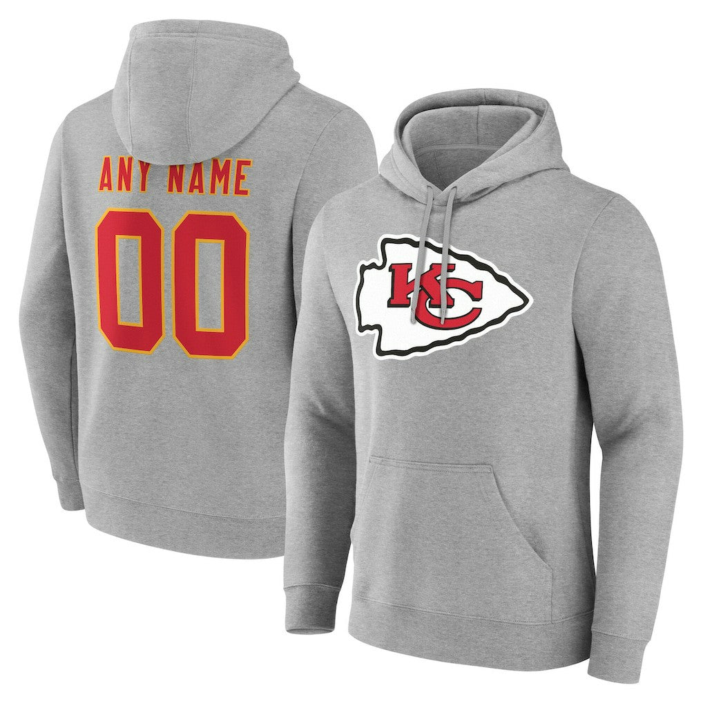 Kansas City Chiefs Big & Tall Team Authentic Custom Hoodie Gray