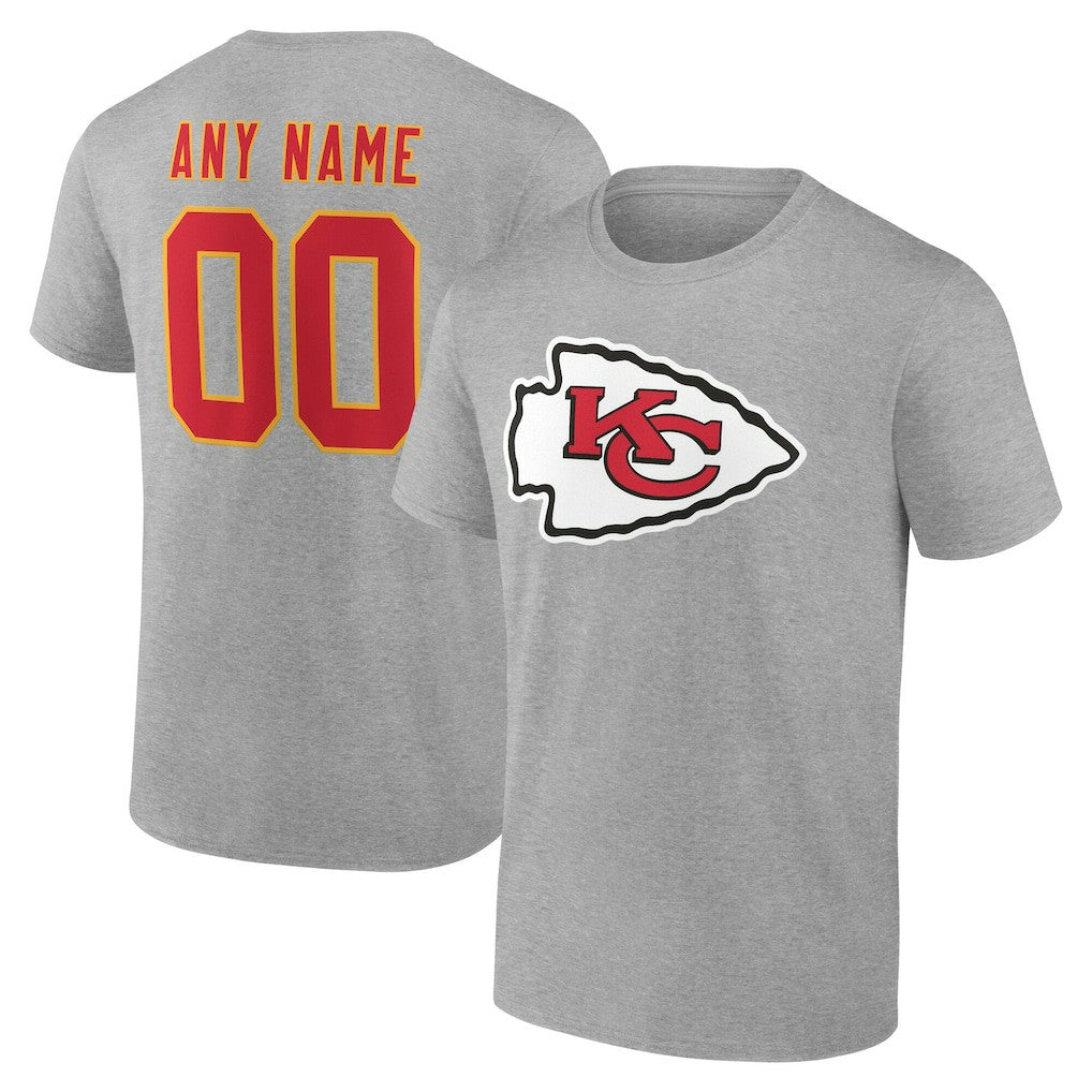 Kansas City Chiefs Big & Tall Team Authentic Custom T-Shirt Gray