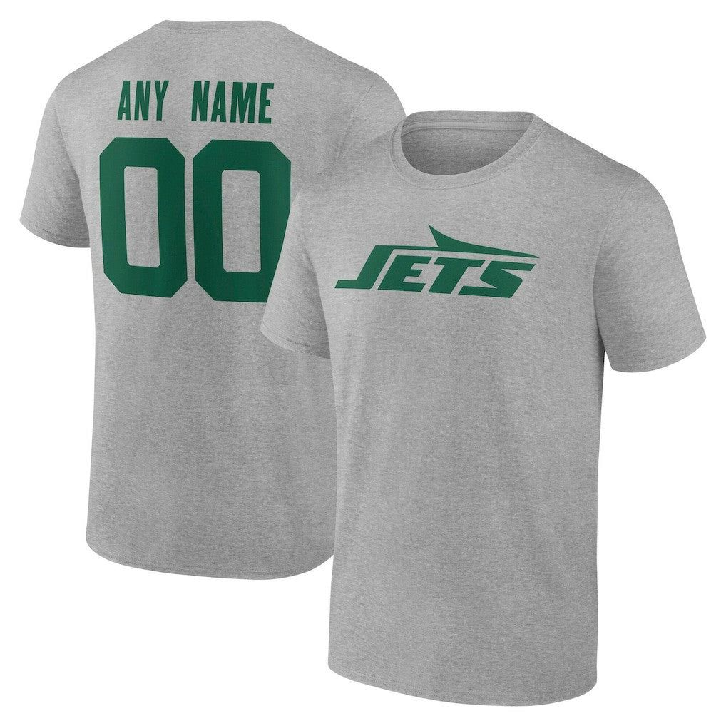 New York Jets Big & Tall Team Authentic Custom T-Shirt Gray
