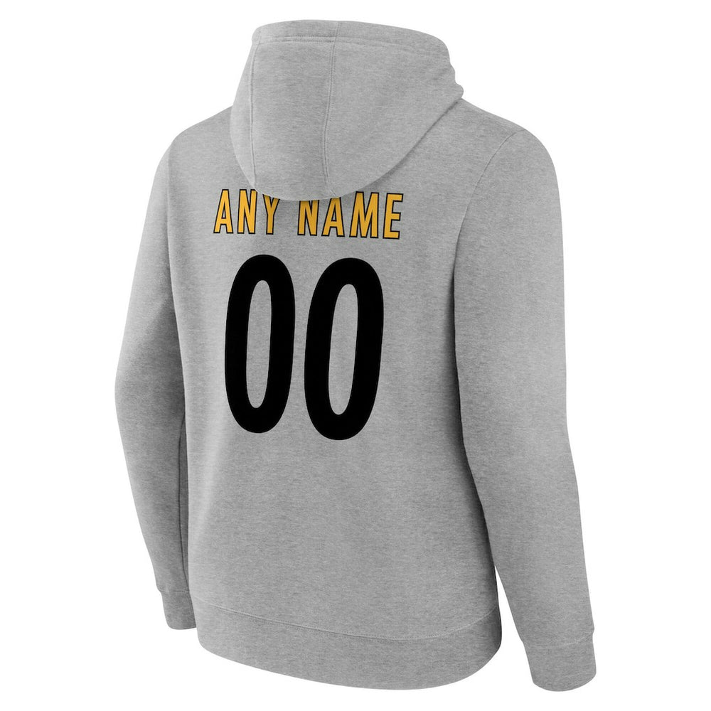 Pittsburgh Steelers Big & Tall Team Authentic Custom Hoodie Gray