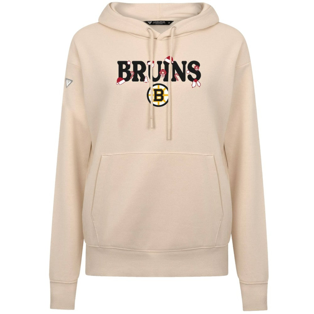 NHL Boston Bruins Levelwear Women's Festive Holiday Adorn Hoodie - Khaki