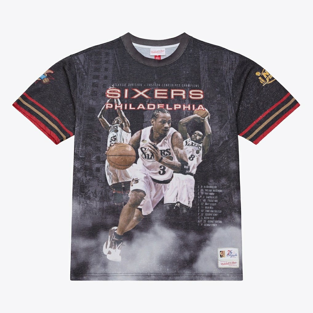 Philadelphia 76ers Hardwood Classics Originals Collection 2000-2001 Team Roster T-Shirt Black