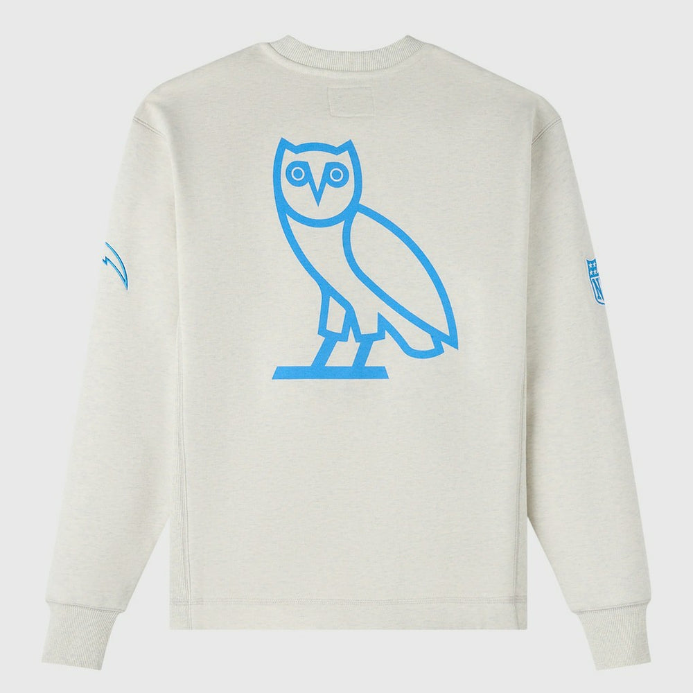 Los Angeles Chargers OVO x NFL Unisex Fleece Sweatshirt Heather Gray