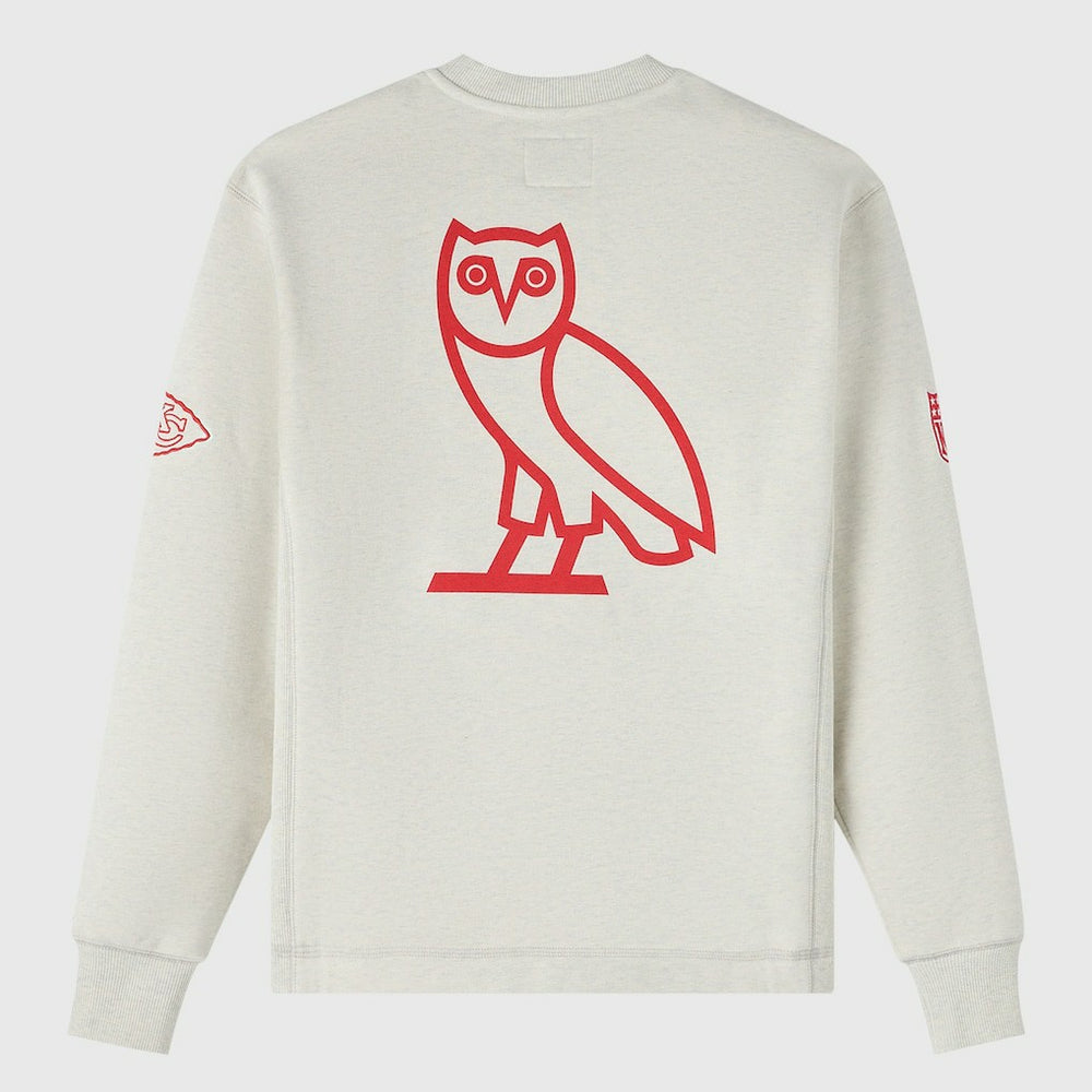 Kansas City Chiefs OVO x NFL Unisex Fleece Sweatshirt Heather Gray