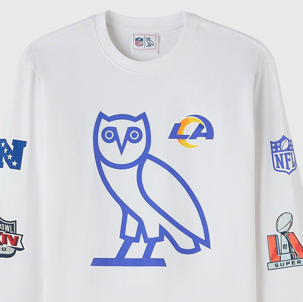 Los Angeles Rams OVO x NFL Unisex Long Sleeve T-Shirt White