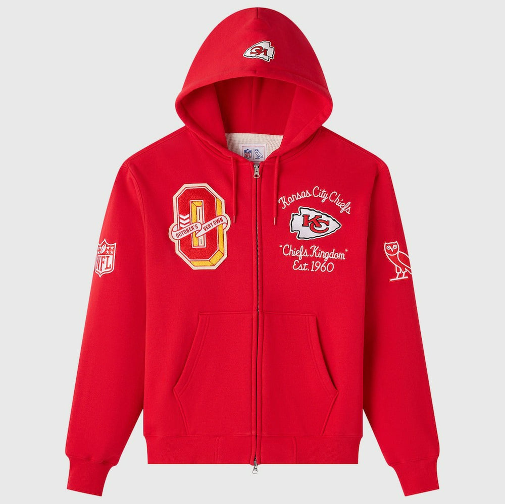 Kansas City Chiefs OVO x NFL Unisex Full-Zip Waffle-Lined Hoodie Red