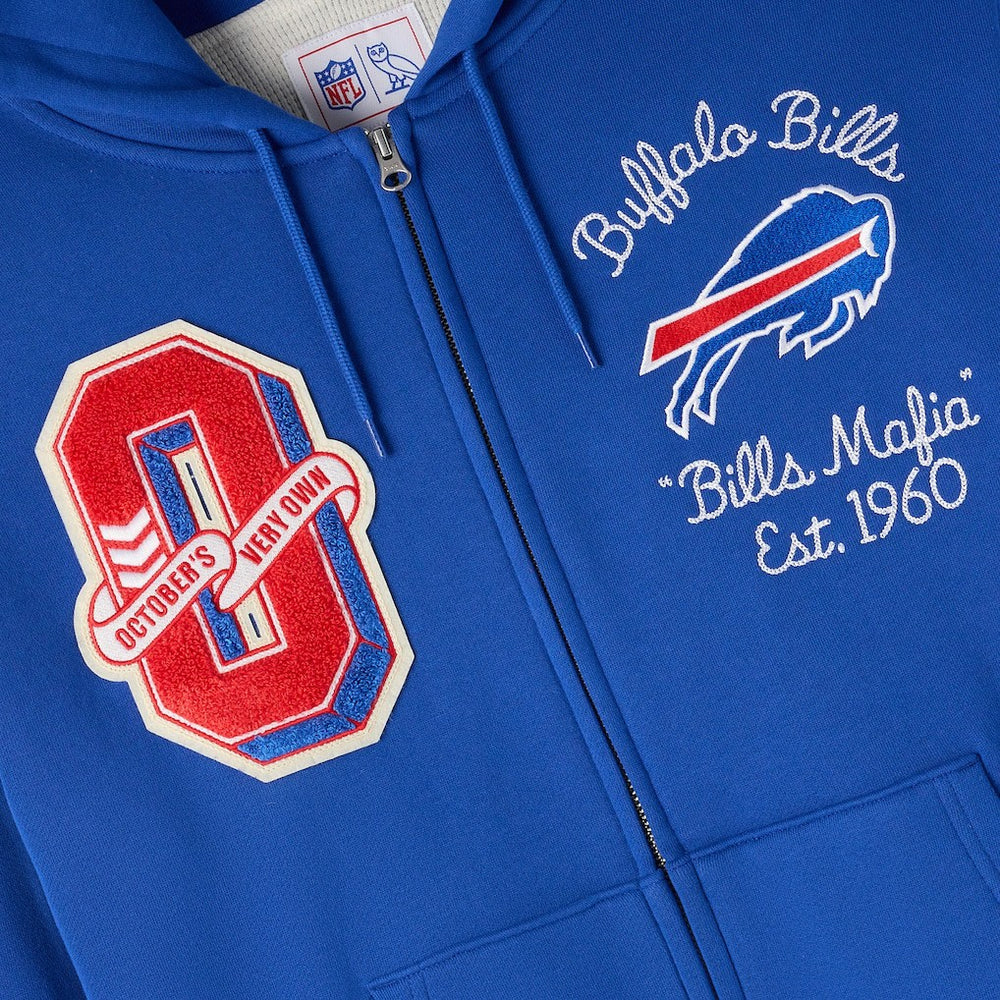 Buffalo Bills OVO x NFL Unisex Full-Zip Waffle-Lined Hoodie Royal