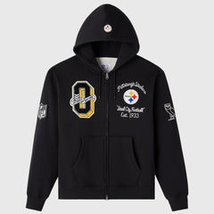 Pittsburgh Steelers OVO x NFL Unisex Full-Zip Waffle-Lined Hoodie Black
