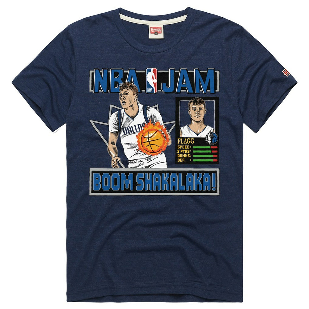 Cooper Flagg Dallas Mavericks Homage Unisex NBA Jam Tri-Blend T-Shirt Navy