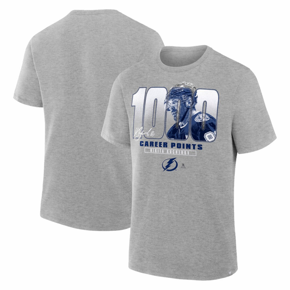NHL Nikita Kucherov Tampa Bay Lightning 1000 Career Points Legacy T-Shirt - Gray