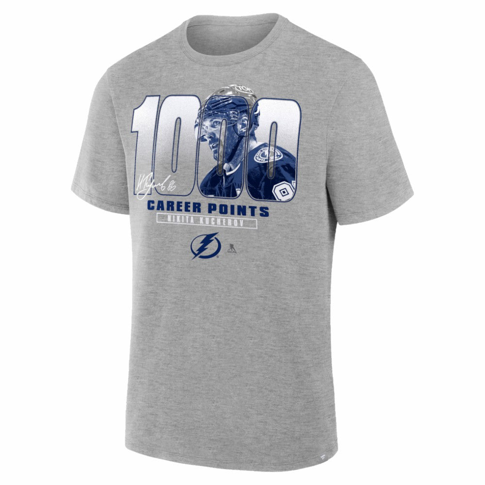 NHL Nikita Kucherov Tampa Bay Lightning 1000 Career Points Legacy T-Shirt - Gray