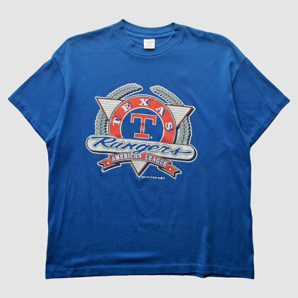 Texas Rangers Trench 1991 T-shirt - Blue - L by Fanatics Real Vintage T-shirts