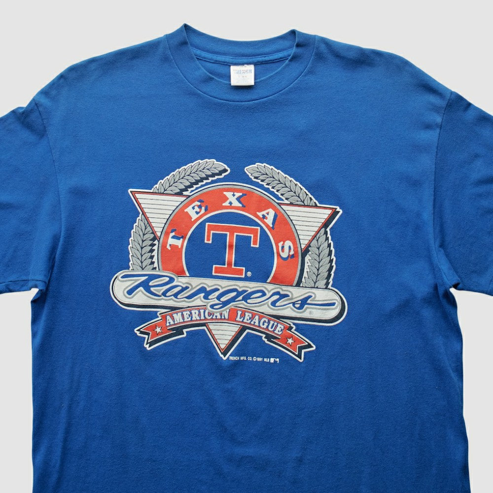 Texas Rangers Trench 1991 T-shirt - Blue - L by Fanatics Real Vintage T-shirts